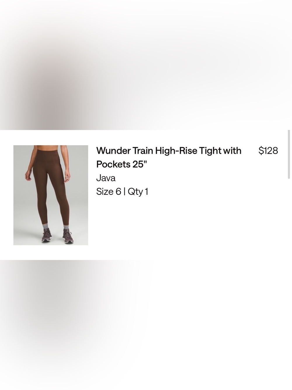 Lululemon Wunder Train w/ Pockets 25”, Size 6, Color: Java - Picture 4 of 4